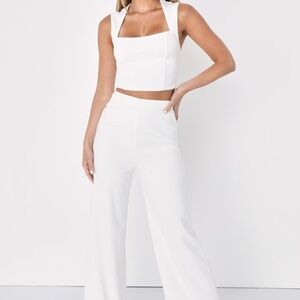 Lulus Enticing Endeavors White Two-piece Jumpsuit - Size S